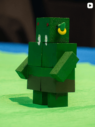 Green wooden toy block