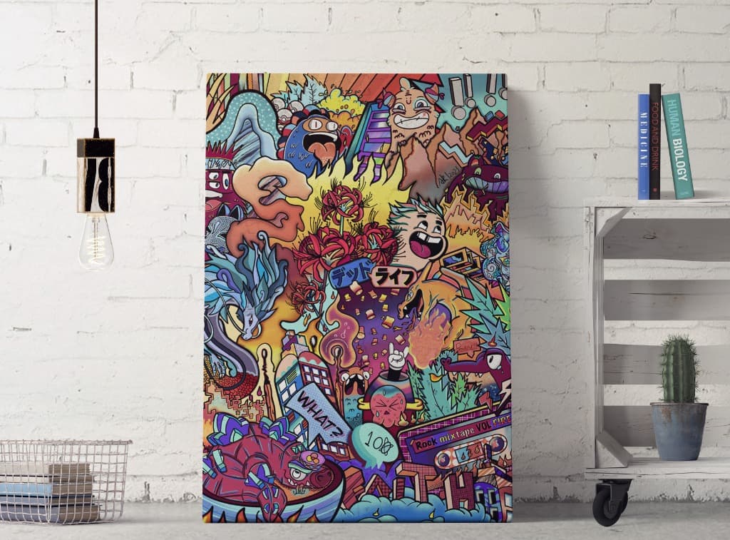 Flame & Scales wood mounted print